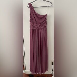 David’s Bridal One shoulder bridesmaid dress Color Wisteria